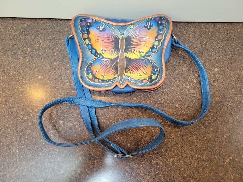 Vintage Butterfly Shape Leather Bag 6" x 7"